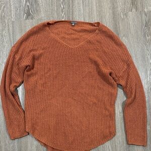 Charlotte Russe V-Neck Sweater - Burnt Orange
